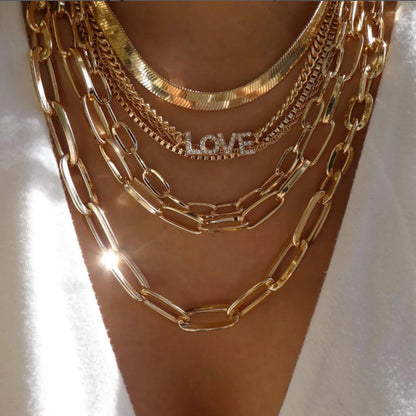 Vintage New Gold Color Multiple Styles Necklace For Women Boho Trendy Multi-Layer Crystal Pendant Necklaces Set Jewelry Gifts