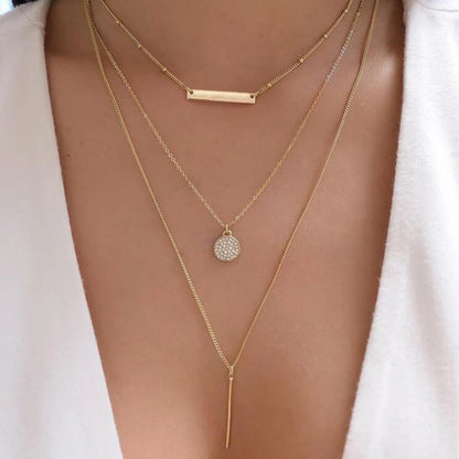 Vintage New Gold Color Multiple Styles Necklace For Women Boho Trendy Multi-Layer Crystal Pendant Necklaces Set Jewelry Gifts